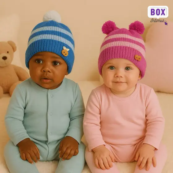 Kit 2 Toucas Infantil Inverno 0 a 3 Anos Quentinha Confortável Cores Sortidas