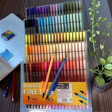 Kit com 60/80/120 Canetas Coloridas Amarela Fine Line Ponta Fina 0.4 mm