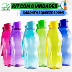 Kit 6 Garrafas Squeeze 600mL- Uso Diário, Academia e Escola | Alta Durabilidade e Design Moderno