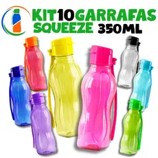 Kit 10 Garrafa Squeeze 350ml – Compacta, Leve e Prática