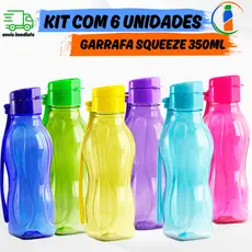 Kit 6 Garrafas Squeeze 350m Ideal para Academia, Escola e Brindes | Hidratação Prática no Dia a Dia