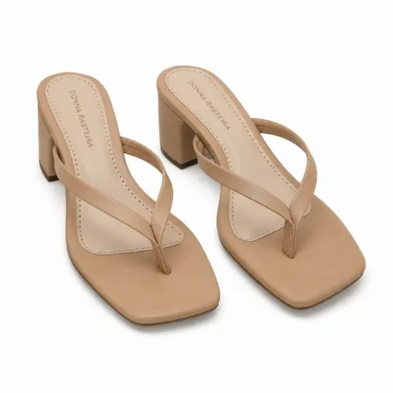 Tamanco Feminino Salto Bloco 6,5cm Bico Quadrado Confortável Sandália Casual 201