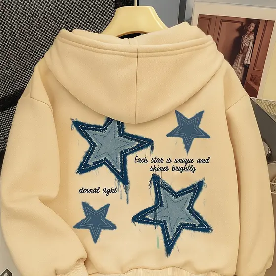 Moletom Canguru Masculino Estampado Estrelas Infantil Feminino 100% Algodão Premium Reforçado