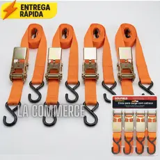 Kit 4 Cinta Catracas Cinta Para Amarrar Prender Carga Com Catraca Amarração Caminhão 5m x 25mm