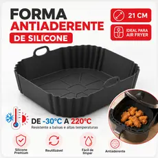 1/2/3 Formas de Silicone 20CM Quadrada Assadeira Air Fryer e Forno Forma Fritadeira Elétrica Alça