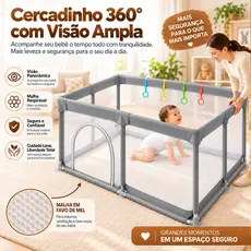 Cercadinho Infantil Chiqueirinho Bebê 200 x180cm Portátil Grande Seguro Resistente para Menino e Menina