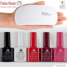 Kit 5 Esmaltes em Gel LED UV + Cabine Sun Mini 6W