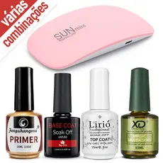 Kit Esmaltação em Gel c/ Top Coat Primer Magic Remover Esmalte Unhas Manicure