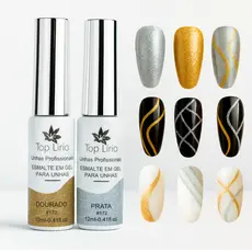 Esmalte Gel Liner Fino Art Kit Nail Design (dourado/prata/preto/branco) p/ UNHAS nail design