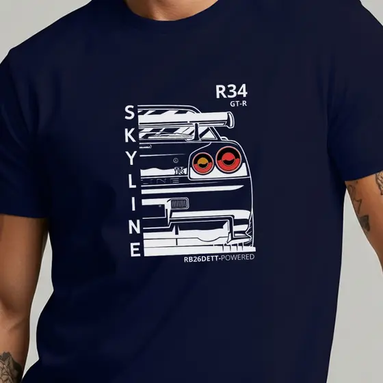 Camiseta Masculina Gtr Skyline Carro Streetwear Estampada Camisa 100% Algodão Macio