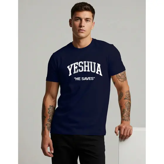 Camiseta Masculina Yeshua He Saves Cristã Religiosa Clássica