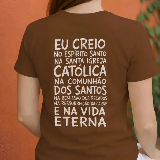 Blusa Feminina Moda Religiosa Cristã Eu Creio Tecido Algodão Confotavel