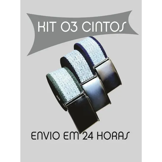 Kit 03 Cintos Masculino Qualidade Lona Tecido Gorgurão Fivela De Aço Promoção Envio Rápido em 24 Horas Úteis