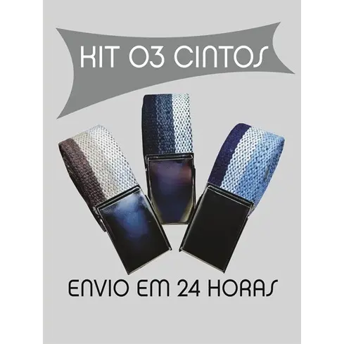 Kit Com 3 Cintos Masculino De Lona Gorgurão Fivela Americana Ajustável Alta Qualidade Envio Rápido em 24 HOras Úteis
