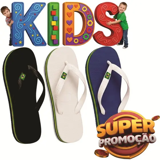 Kit 2 Pares Chinelo Infantil Filete Masculino Feminino Antiderrapante Macio Mais Vendido Envio em Até 24 Horas Úteis