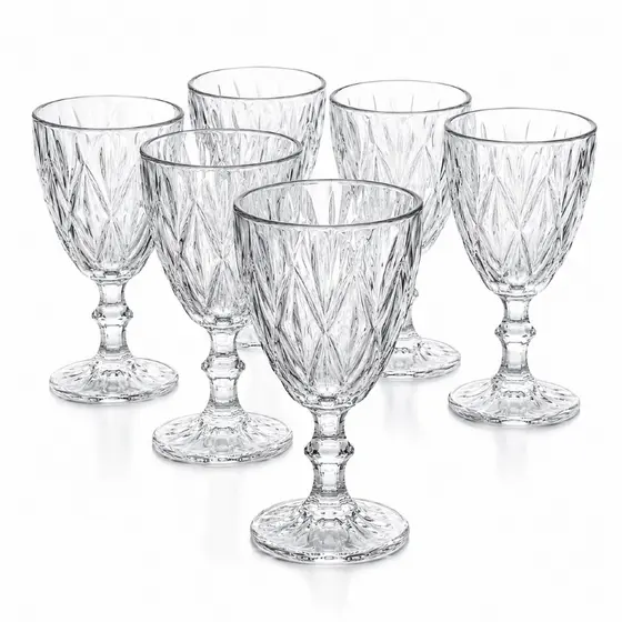 Jogo Taças Vidro Diamond Bico Jaca Abacaxi Conjunto Taça Para Água Vinho Tinto Suco Diamante