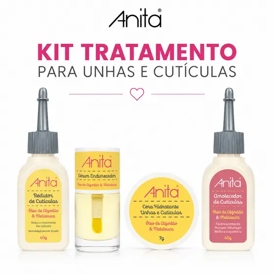 Kit Tratamento Unhas Cuticulas Anita Óleo de Algodão e Melaleuca