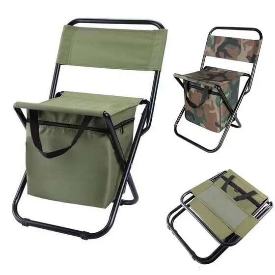 Cadeira Dobrável Com Porta de Metal Portátil Impermeável Pesca Praia Acampamento trilha com Bolsa