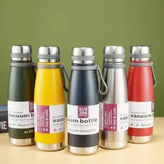 Garrafa Térmica Squeeze Inox 850/650/520ml Escolar Dia a Dia Portátil Para Água Quente Gelada C/Alça