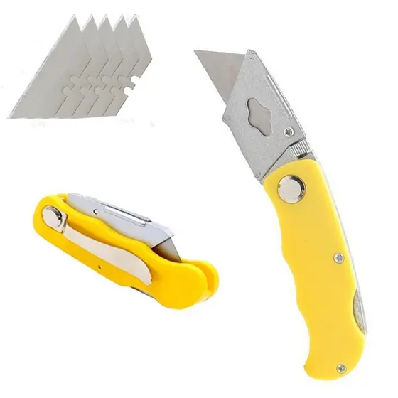 Estilete de Segurança Profissional Trapezoidal e Dobrável – Reforçado 15cm Com 3 lâminas Reposição