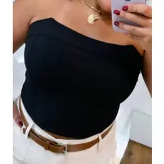 Cropped Plus Size Feminino Tomara que Caia com Bojo Estruturado