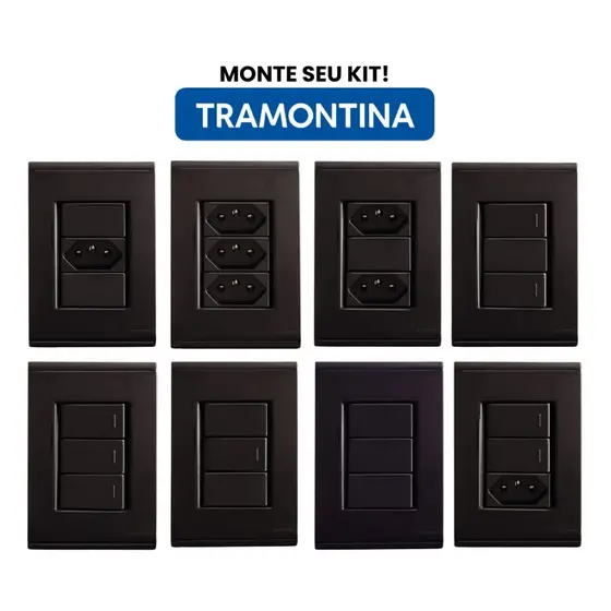 Conjunto de Tomada e Interruptor 4x2 Tramontina Liz Grafite