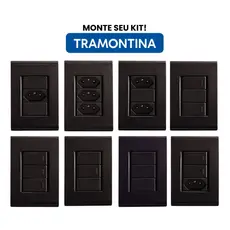 Conjunto de Tomada e Interruptor 4x2 Tramontina Liz Grafite