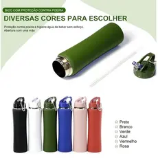 Garrafa Térmica 600ml Inox Squeeze Emborrachada Bico