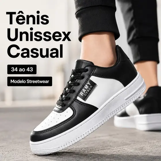 Tênis Casual Street Masculino Feminino Confortável do 34 ao 43 Promoção Estilo Urbano