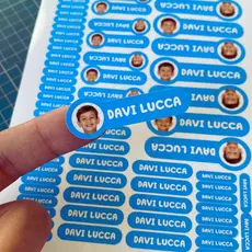 Kit 72 ETIQUETAS ESCOLARES PERSONALIZADAS | COM FOTO DA CRIANÇA | ADESIVO À PROVA D'ÁGUA