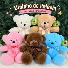 Ursinho de Pelúcia Urso Teddy Fofo 15cm Antialérgico com Laço Presente Namorado Namorada Decoração