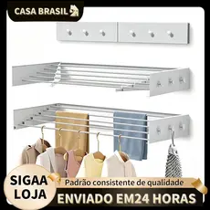 Varal de Parede Retrátil 10kg - Secador de Roupas para Banheiro e Área de Serviço