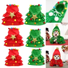 1 Pçs Gatos Cães Pequenos Traje Outono Inverno Quente Manto Árvore De Natal Cosplay Engraçado Animal De Estimação Capa V