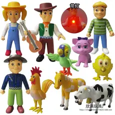 10pcs/Set Bonecos De Ação Feliz Fazenda La Granja De Zenon Do Celeiro Vermelho Kids Baby Animals PVC Brinquedos