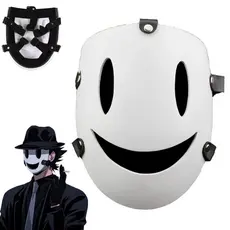 Anime Tenku Shinpan Alta Rise Invasion Máscara Sniper Sorriso Branco Resina Samurai Máscara De Látex Cosplay Máscara De 