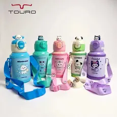 Garrafa Térmica Infantil de 500 ml Aço Inox 304 Com Alça Bolsa De Armazenamento, Canudo e Caneca 014