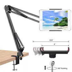 Suporte Metal Mesa para Microfone, Tablet e Celular Condensador Articulável 360 Graus MS327