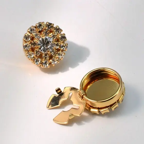 ((pacote com 2) capas de botão novo estilo venda quente camisa prata strass diamante jóias botão capa/broche botão