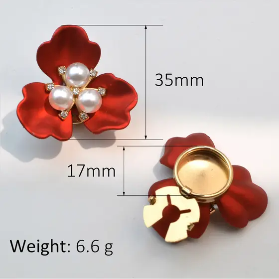 Abotoaduras Femininas Ouro Rosa Três Pétalas Pérola Botão Decoração Camisa De Punho Para Vestido DIY Acessórios Moda Jói