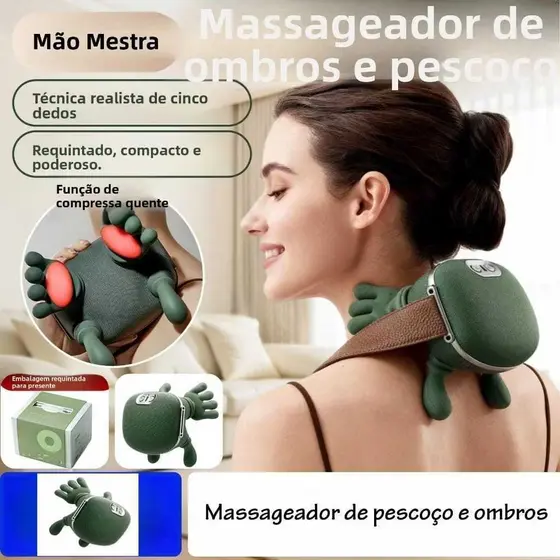 Massageador Elétrico de Pescoço Portátil com Aquecimento Alívio da Dor Ombros Relaxamento