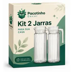 Kit 2 Jarras De Vidro 1 Litro Com Tampa Suco Água Geladeira Transparente