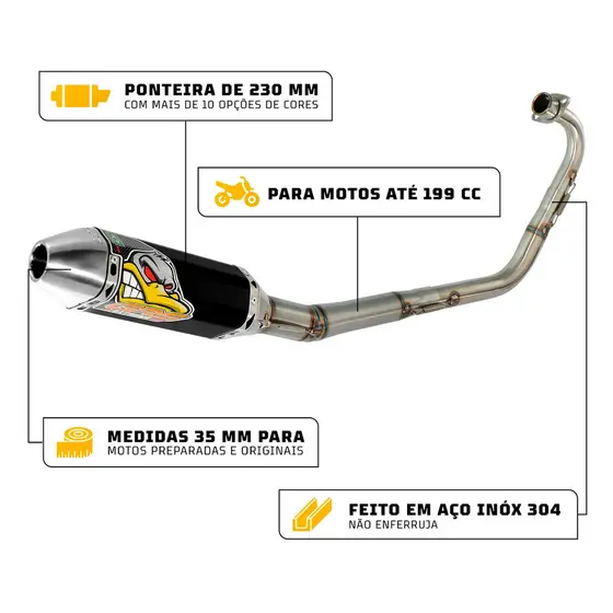 Escapamento Grs Extreme Hp Curva Fina Cg 150 Sport 2004/2008