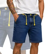 Short Jeans Jogador Cordão Externo Bermuda Jeans Premium Masculina Bermuda Para Homens Estiloso