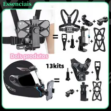 13 kits Suporte para celular e Gopro Peitoral Peito Ajustável para Câmera Esportiva: Moto, Bike e Outras Aventuras