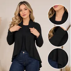 Blusa Casaquinho Feminino  Algodão Inverno e Manga Longa cardigã cores lisa