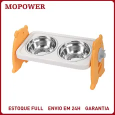 Comedouro Bebedouro Duplo Inox Elevado Ortopédico Para Gatos Cachorro
