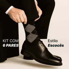 Kit com 6 ou 4 Pares de Meias Sociais Masculinas | Estilo Escocês Xadrez Elegante e Confortável