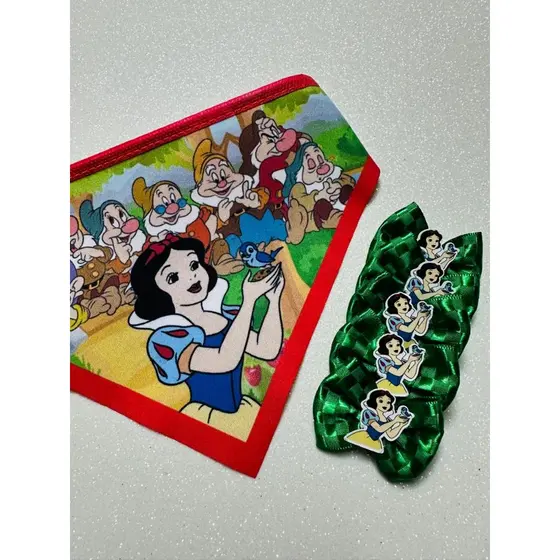 10 un. Kit Bandana + Laço para pet - Coleção Branca de Neve | Acessórios para banho e tosa