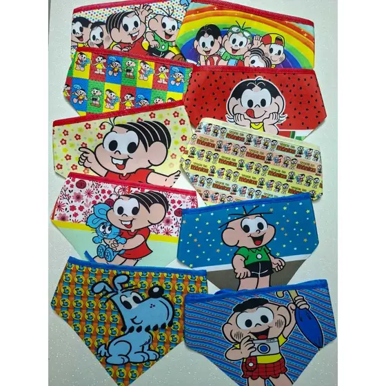 Kit Bandanas Pet Shop Banho e Tosa Turma da Mônica Estampas Sortidas Atacado