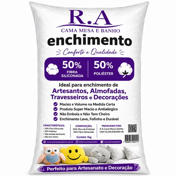 Fibra Siliconada + Poliéster,  50% Fibra + 50% Poliéster Branco, Almofadas, Artesanatos, Cama Pet